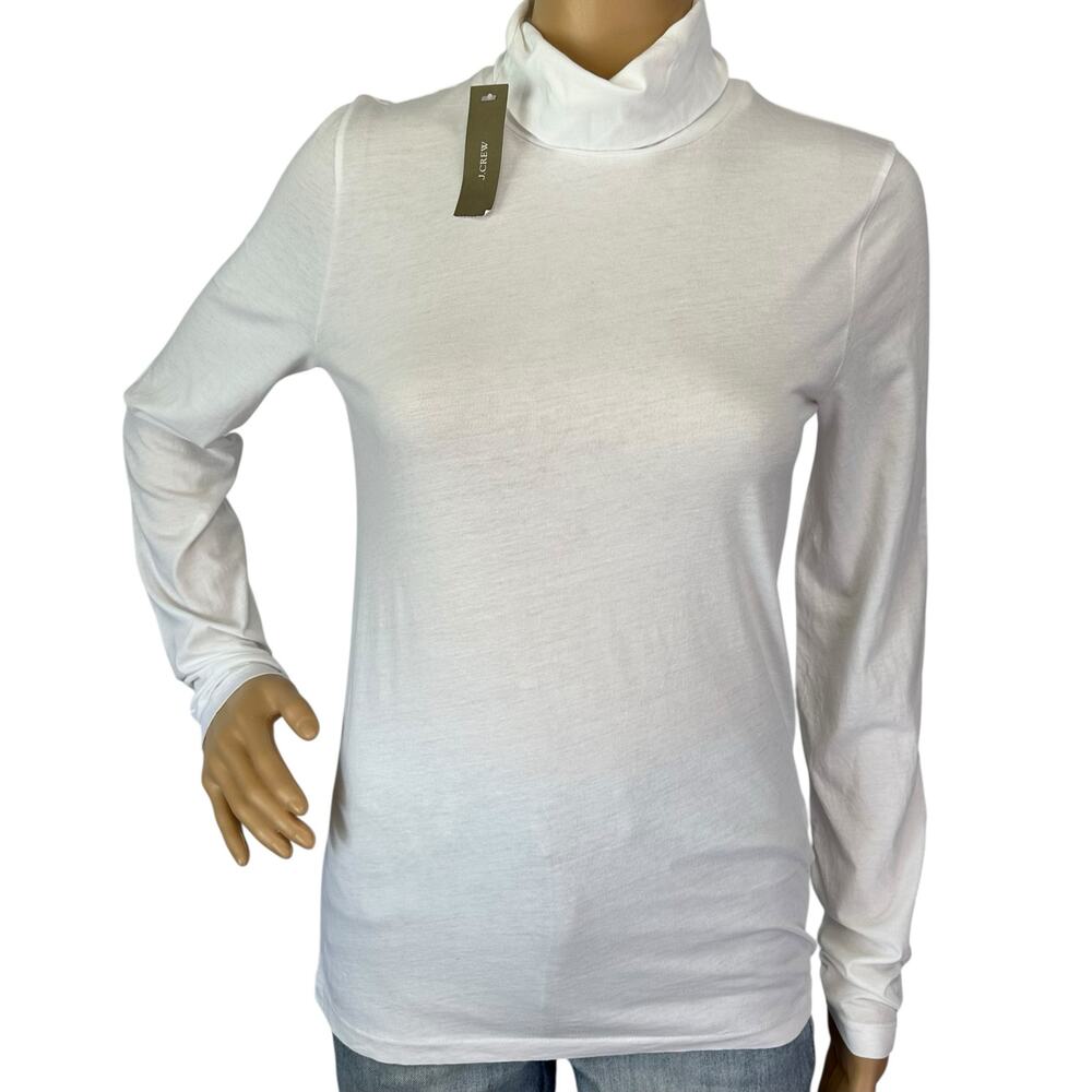 NWT J. Crew Tissue Turtleneck Top White Long Sleeve Lightweight Classic Size S - Picture 4 of 13